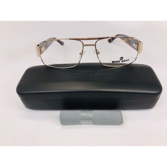 New Wide Guyz Gold & Havana SHANK Eyeglasses 60mm for The Stylish Large Man - Picture 2 of 12